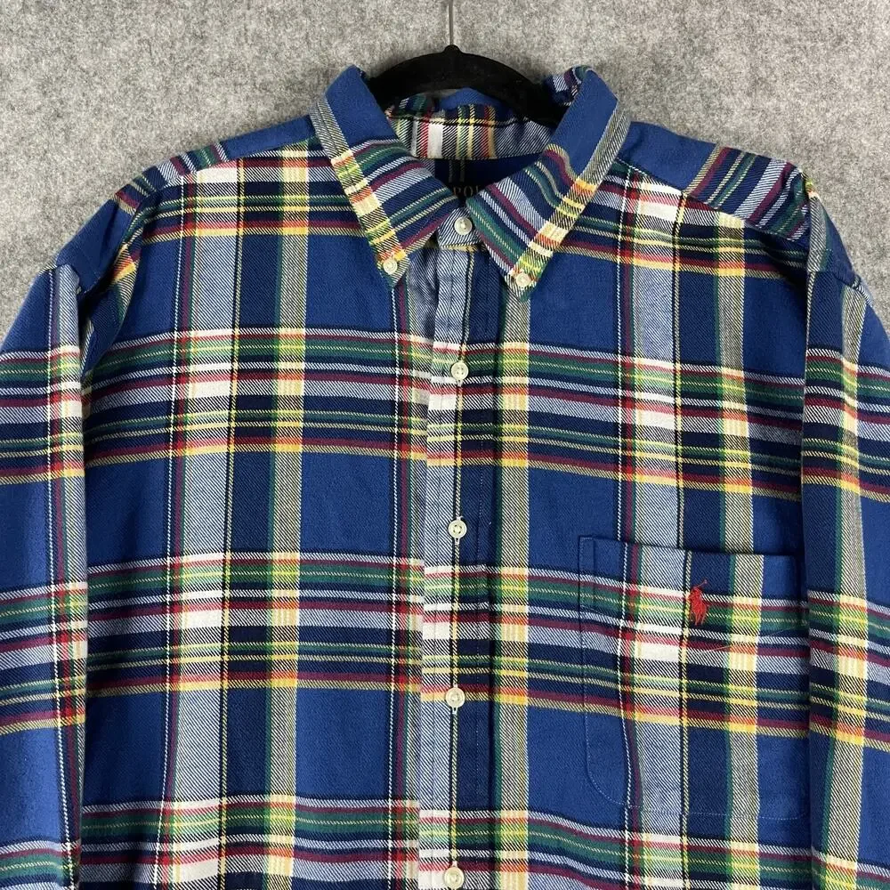 Polo Ralph Lauren Flannel Shirt Mens‎ 2XLT Plaid Button Down Performance Preppy
